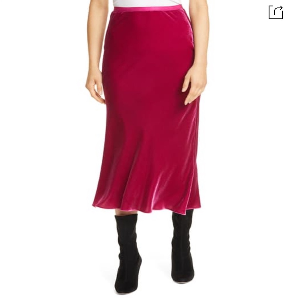 🎁 Ralph Lauren💃🏻 Silk Velvet Midi Skirt